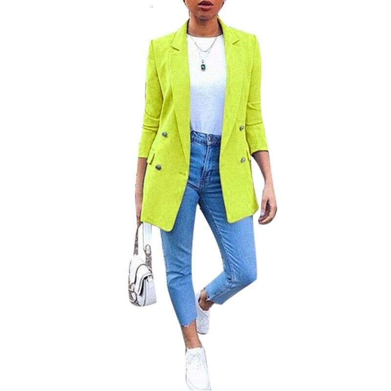 Women's casual temperament button solid color small suit jacket