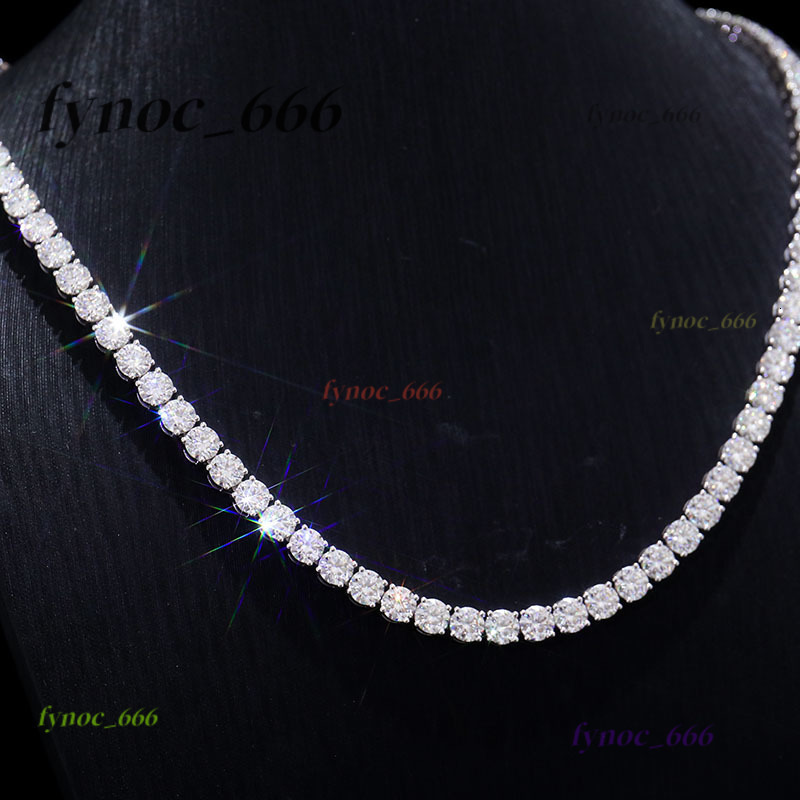 925 Silver Tennis Chain Moissanite Necklace 2mm 3mm 4mm 5mm Round Colorless Mossinate Diamond Casting