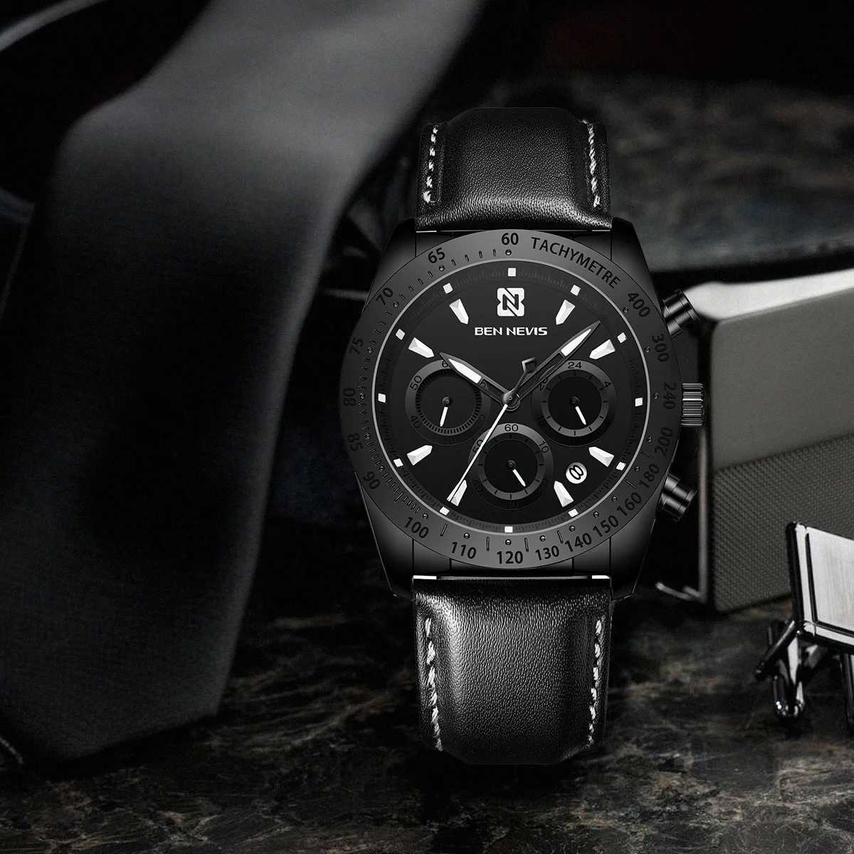 40mm Men Sports Quartz Leather Strap Wrist install Quartz ment Luxury 30M Diving Men Wrist W250806