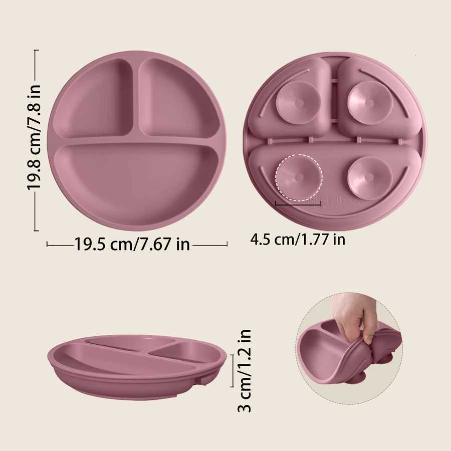 100% BPA Free Solid Color Dishes Children Dishes Suction Plates Silicone Baby Dining Plate For Toddlers Baby Training Feeding Bowl X250806