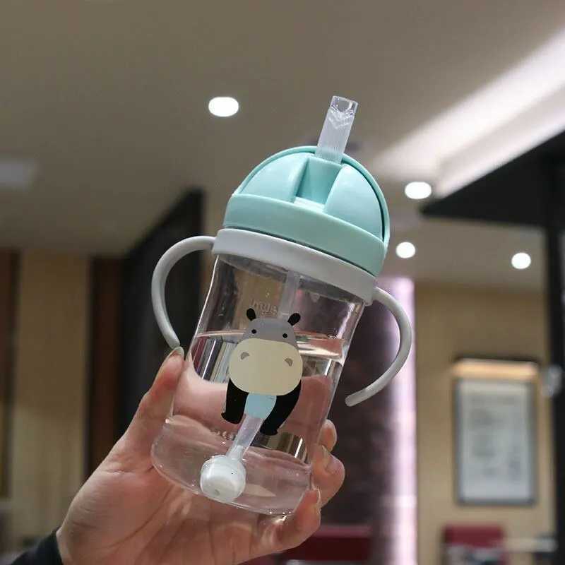 350ml Kids Drinking Cup Feeding Bottle With Straw Gravity Ball Wide Caliber Bottle X250806