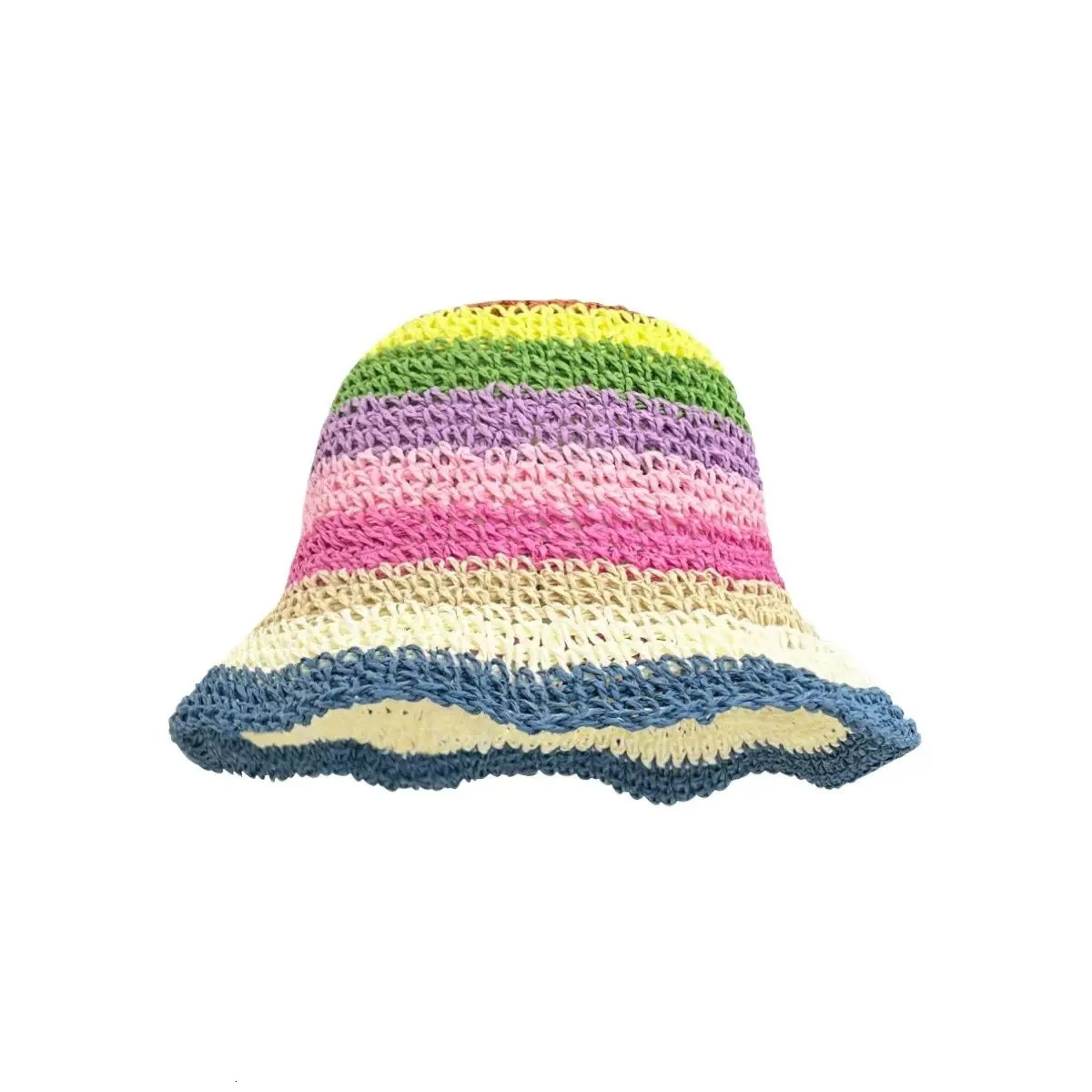 Sun Hat Womens Summer Sun Protection UV Protection 2024 Beach Vacation Fisherman Hat Rainbow Colorful Striped Basin Hat 250805