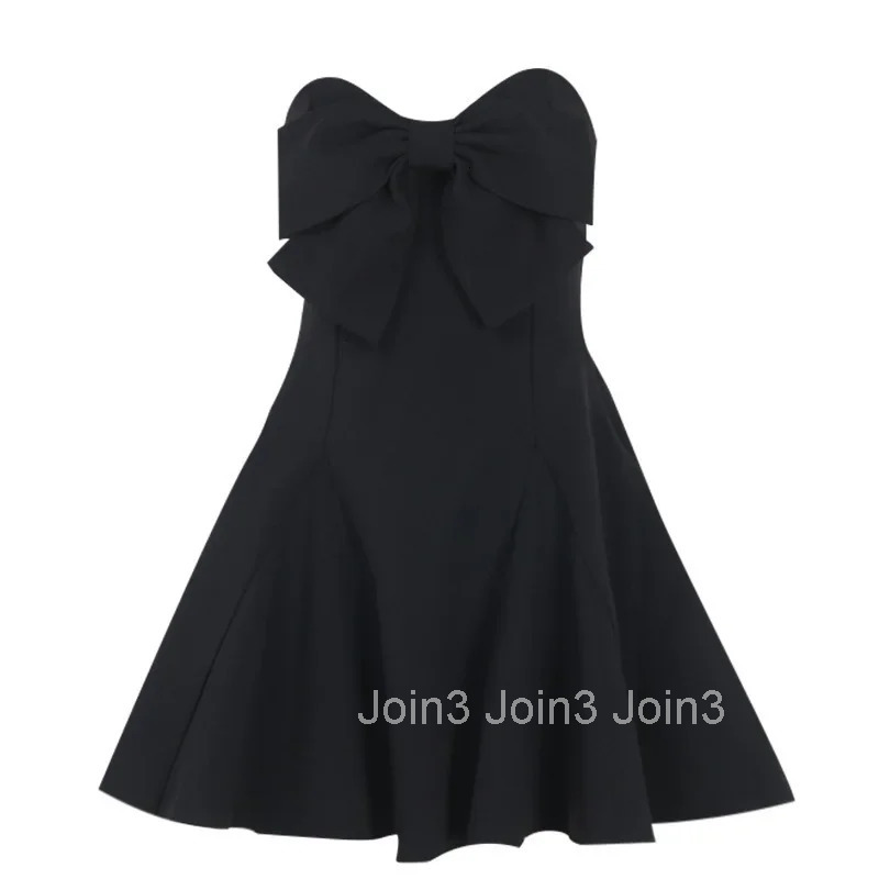 YL24445 Autumn New Elegant Sexy Slim Fit Bow Tie Less Cropped Dress Womens Fashionable European and American Style