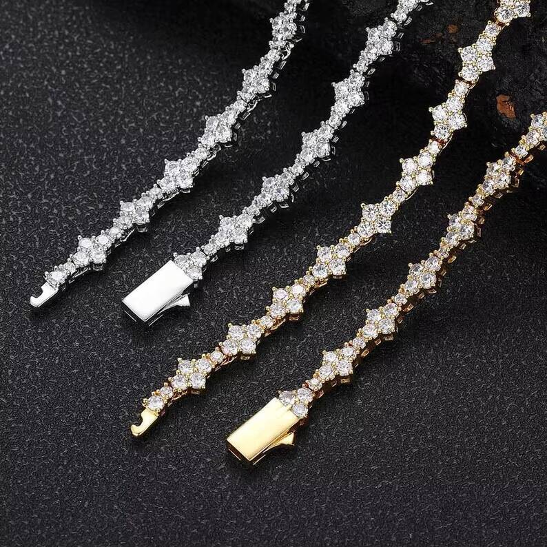 Hip Hop Jewelry Fashion Tennis Bracelets VVS 925 Silver Popular Jewelry Iced Out Custom Mossanite Tennis Bracelet High Quality