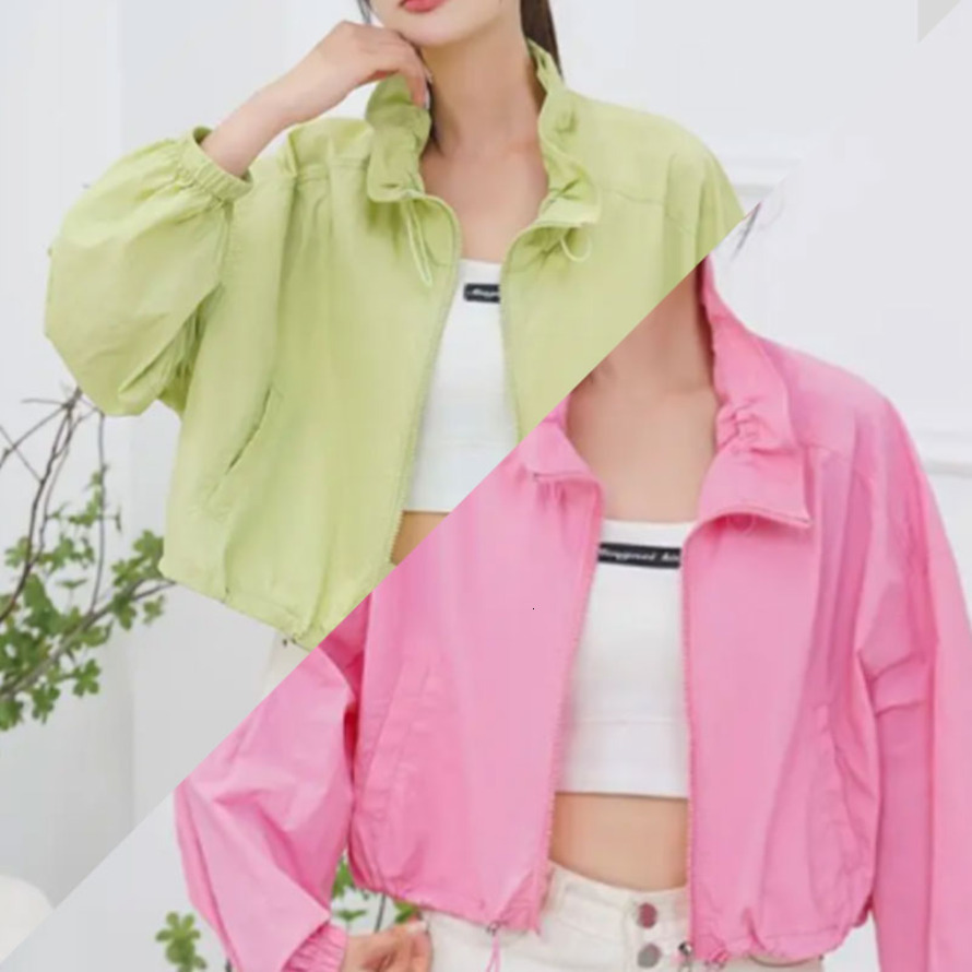 Short lightweight sun protection jacket, stand-up collar with adjustable drawstring hem, summer fashion must-have 887927 comfort