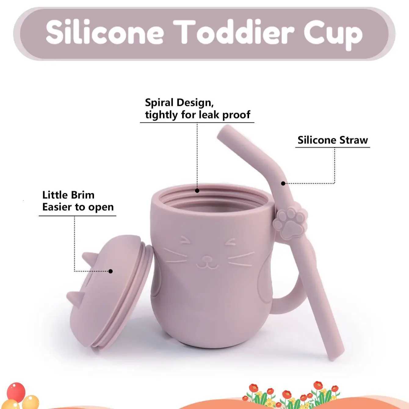 1pcs Baby Silicone Straw Cup BPA Free Portable Storage Snack Container Feeding Cup for Kids Leakproof Learning Drink Cup X2508061