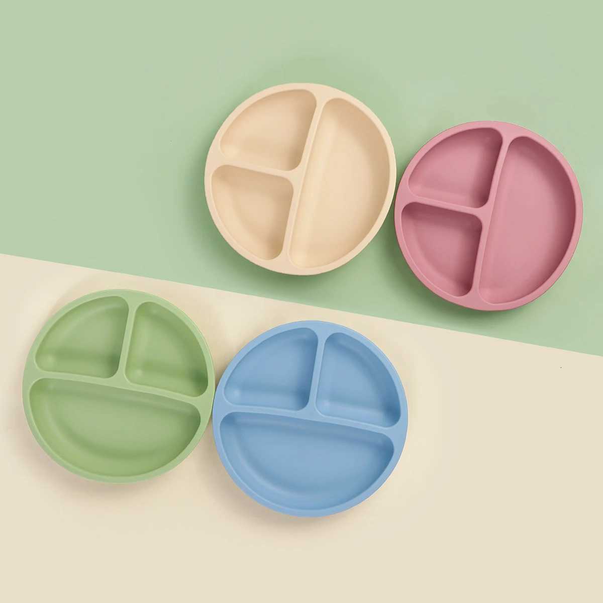 3PCS Baby Silicone Feeding Set BPA Free Suction Plate Divided Plate Spoon Fork Silicone Bibs Children Tableware X250806