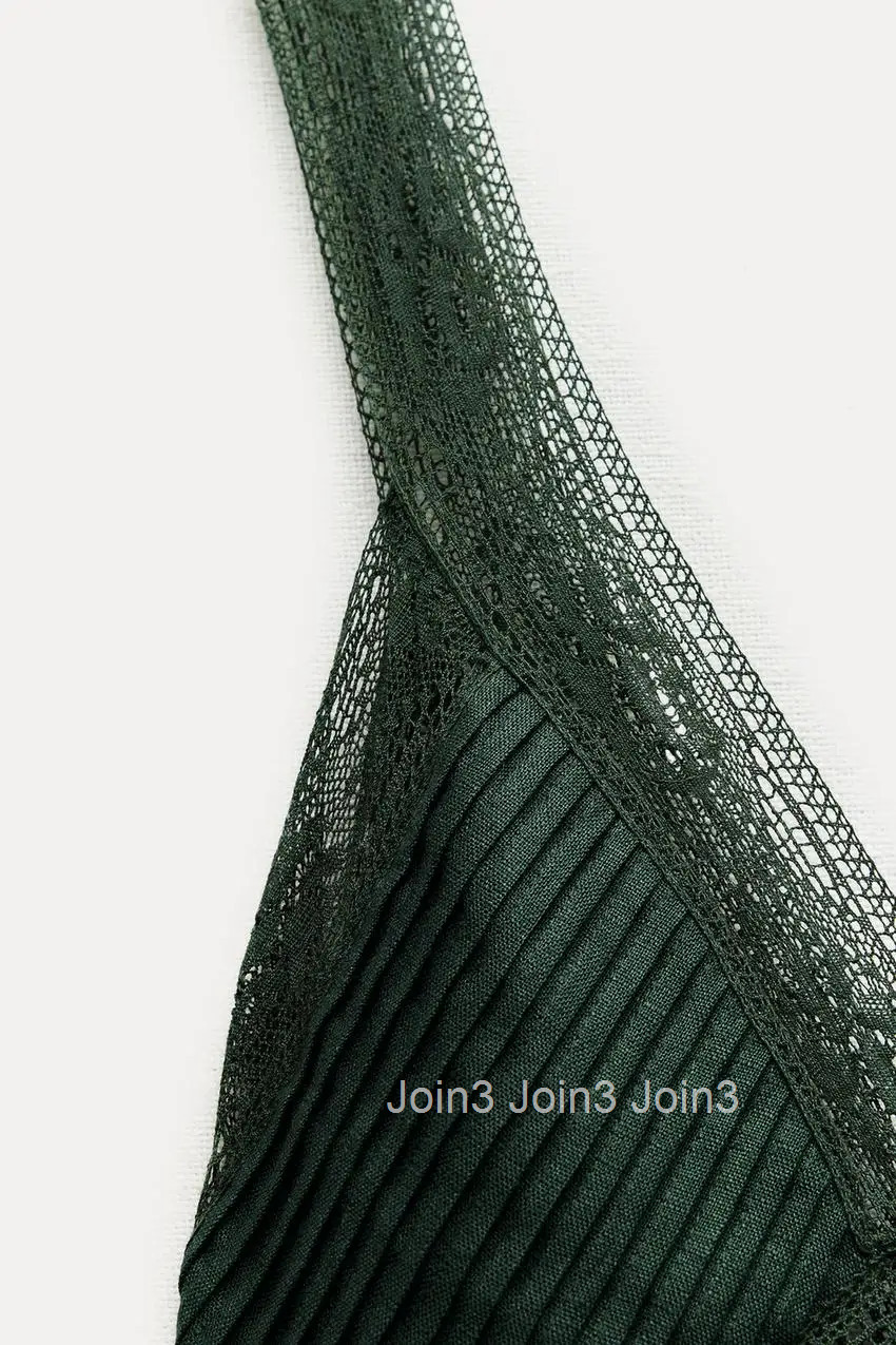 ZBZA Lace Camisole Dress V-neckline Wide Straps Solid Hidden Zipper Sleeveless Backless Elegant A-line Skirt Female Chic Dress