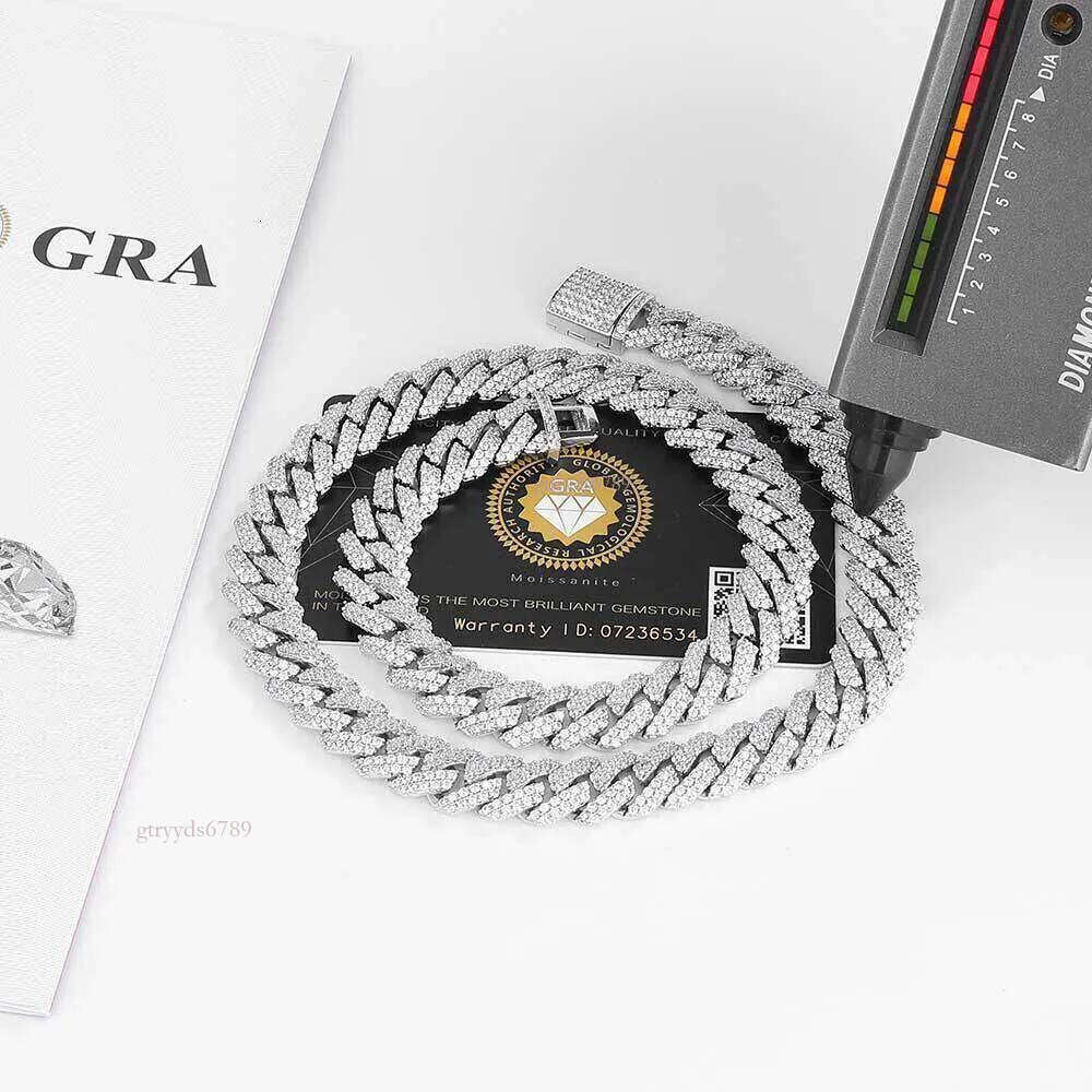 Good Quality Hiphop Jewelry 12mm Moissanite Dia Mens Necklace Cuban Link Chain pass tester giftFree quick delivery for men's necklaces