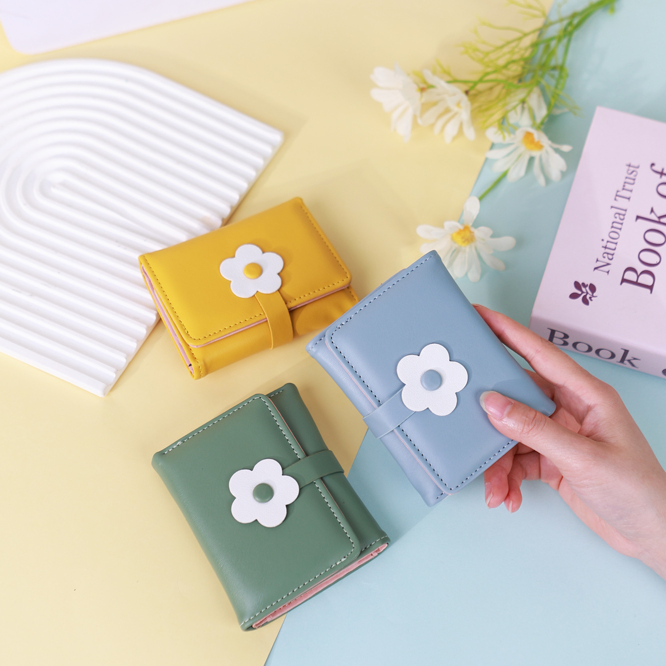 New Simple Fresh Sweet Multi-Card Slot Floral Short 70% off Women's Wallet