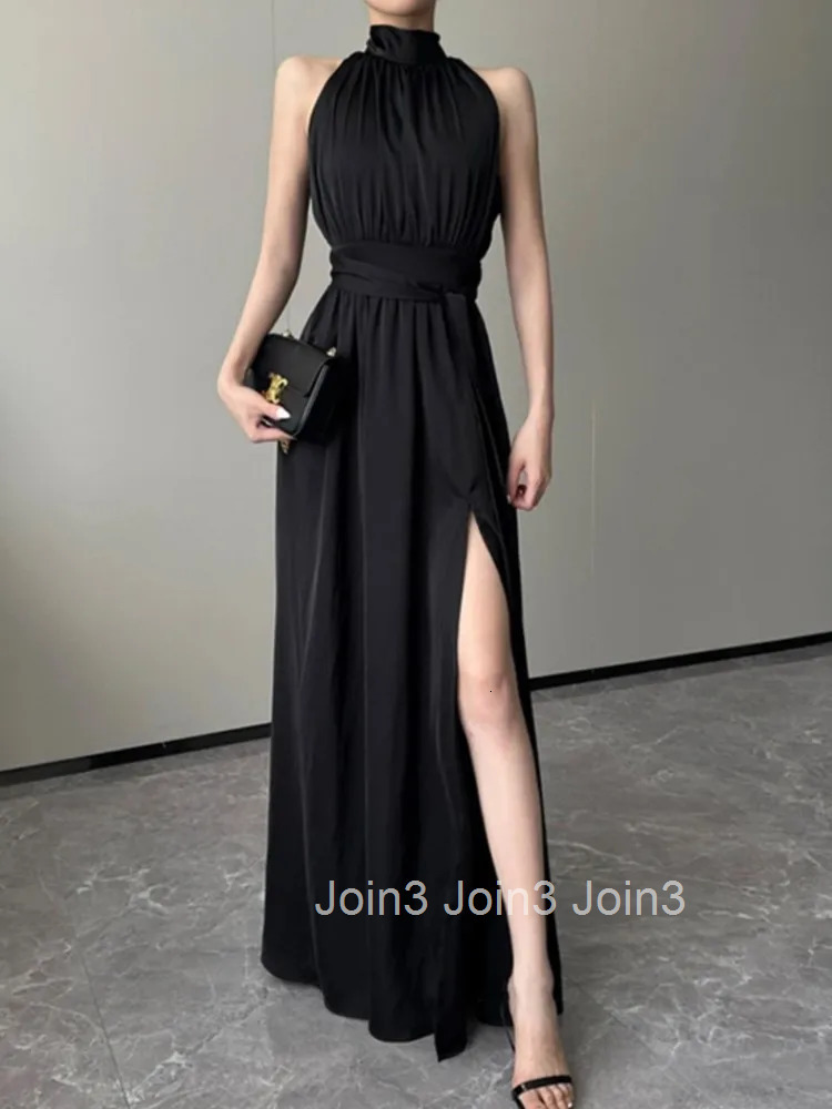 Vintage Sleeveless Casual A-Line Slim Dress Summer Women Solid Elegant One Pieces Sexy White Black Vestidos Female Clothings