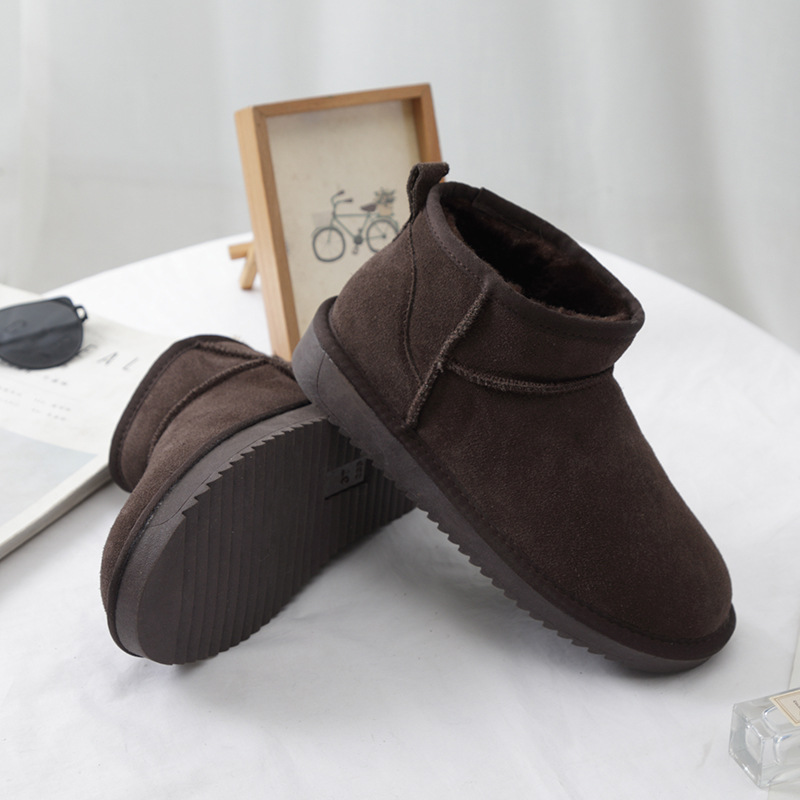 Winter Warm Fleece Lined Short Boots Cotton Shoes Unisex 2025 New Anti Slip Soft Sole Comfortable Puffy Cotton Shoes Men Women Size 35-44 Grey Black Hot Sale