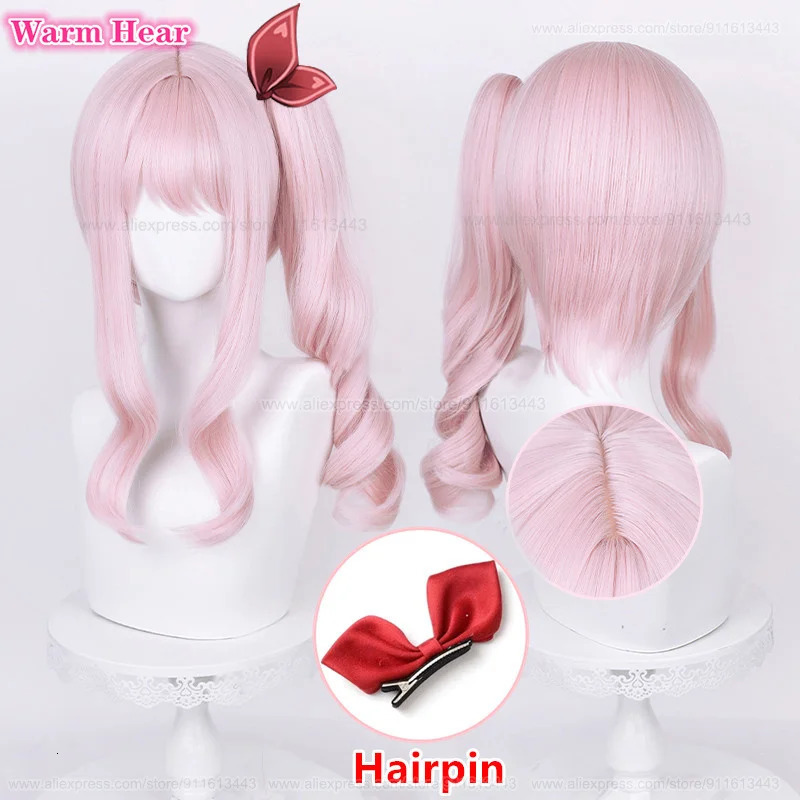 Anime Synthetic Hair Akiyama Mizuki Cosplay Wig Long 45cm Light Pink Curly Wig Heat Resistant Hair Halloween Party Woman Wigs 250805