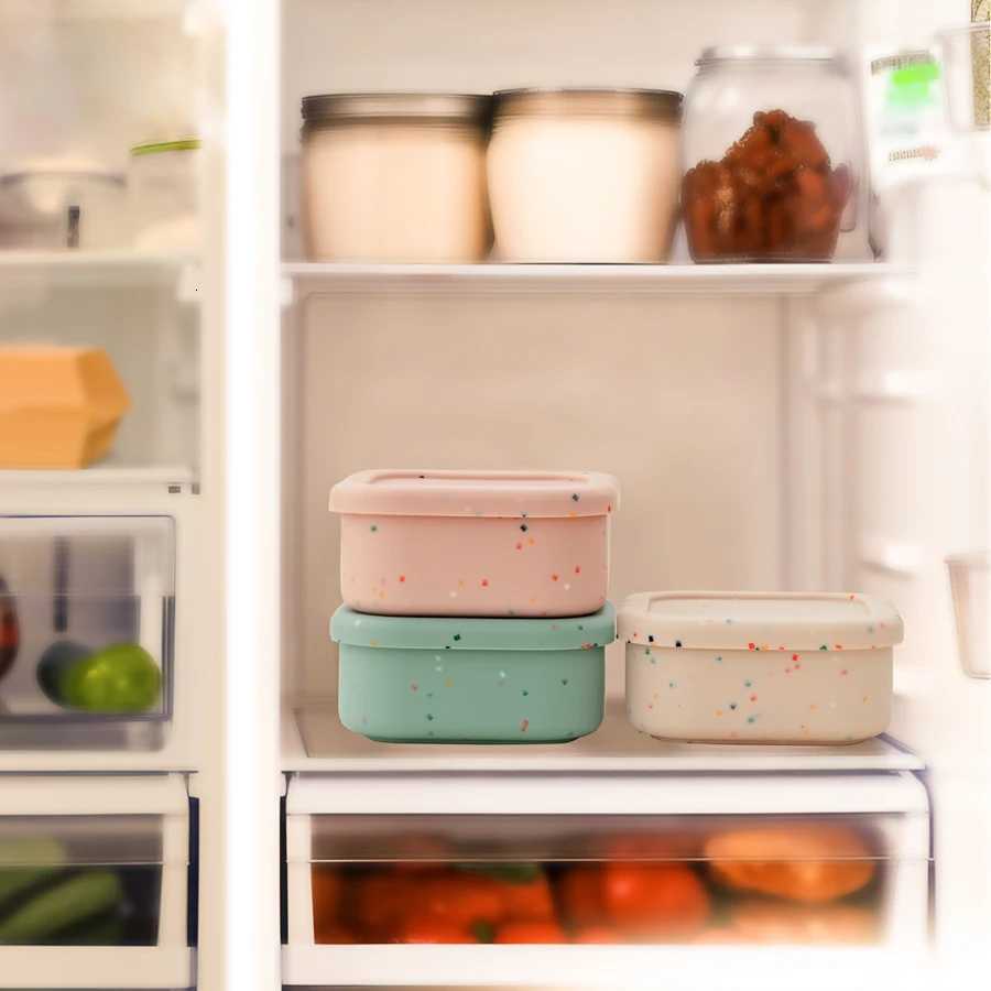 1PCS Silicone Feeding Bowl With Lid Kids Dishes Plate BPA Free Reusable Silicone Lunch Box Microwaveable Lunch Box Baby Supplies X250806