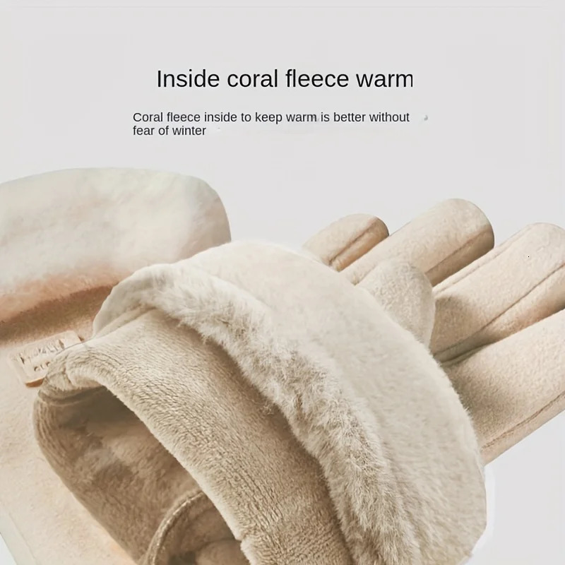 Women Touch Screen Gloves Fashion Mittens Autumn Winter Warm Thin Cashmere Solid Cycling Drive Suede Fabric Elegant Windproof 250806