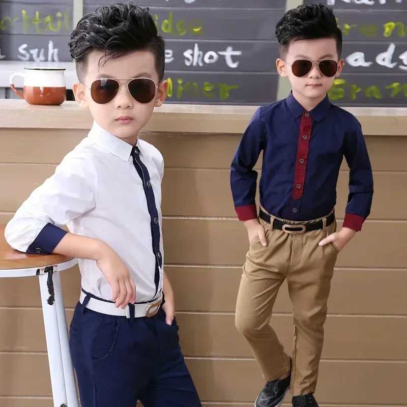 Boys Blouses Long Sleeved Shirts England Style Outerwear Kids Necktie Jacket 2024 Spring Autumn 2 To 10Yrs Childrens Clothing X250806