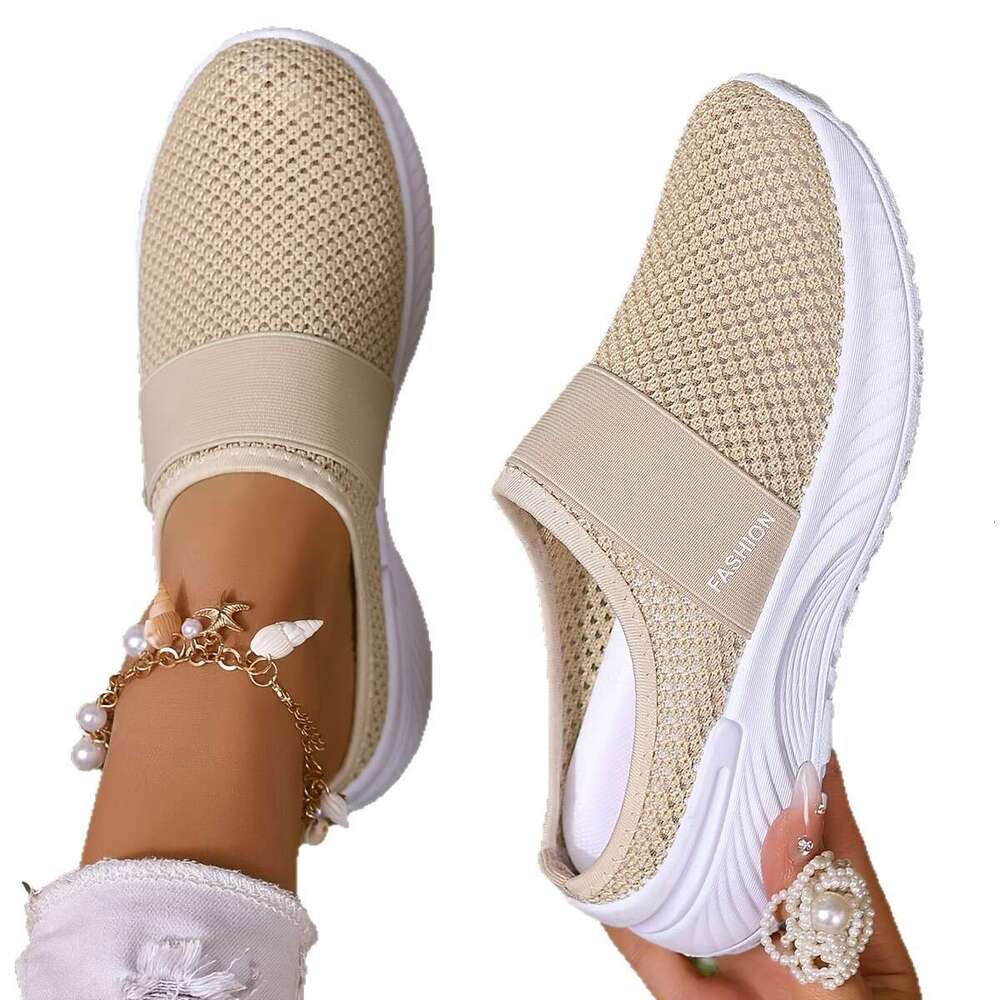 Women's Summer Indoor Casual Breathable Mesh Slip-On Soft Sole Comfortable Lazy Shoes