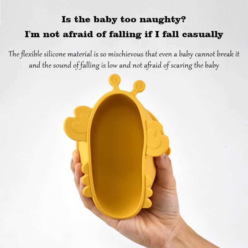 Children Dining Plate Cartoon Crab Suction Cup Anti-Slip Food Grade Silicone Baby Self-Feeding Training Complementary Food Bowl X250806