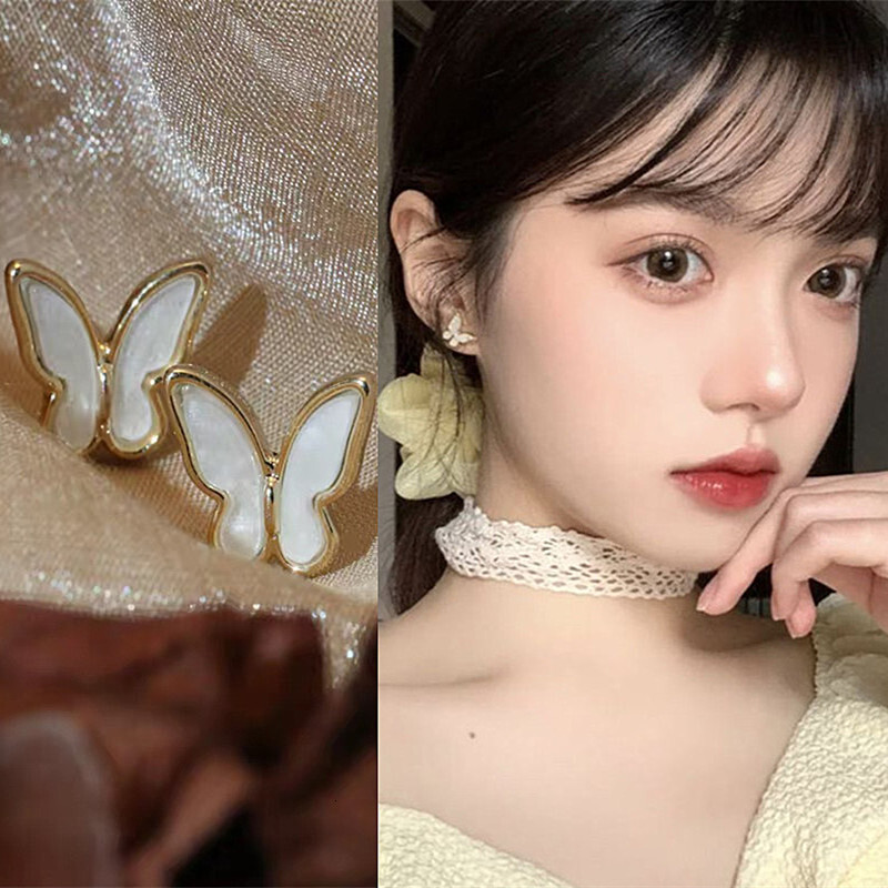 Korea 2025 New Super Fairy Forest Style Sweet Butterfly Glaze Earrings Versatile Girl Ins Fresh