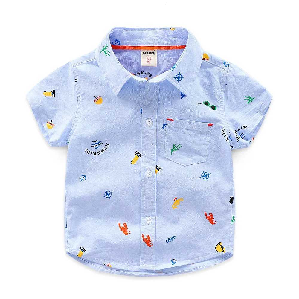 2 3 4 5 6 Years Boys Short Sleeve Collar Shirt Summer Childrens Clothing Cotton Toddler Kids Cartoon Printed Casual Tops X250806