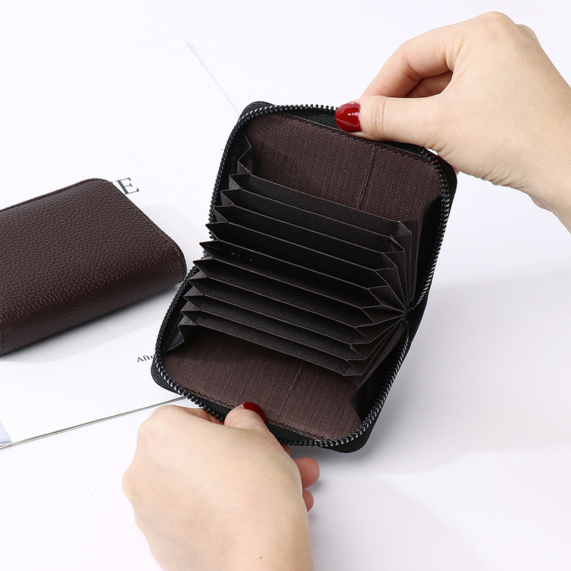 New Accordion Men's Card Case Zipper Wallet Women's Multi-Functional Multi-Card Slot ID Holder