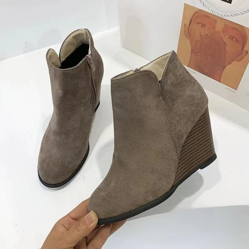 2025 Womens Boots Side Zip Women Wedge Shoes Fashion Lightweight Ankle Boots Summer High Quality Shoes for Women Botas Mujer 250805
