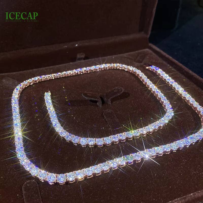 Fine Jewelry 5mm Rose Gold Tennis Chain Iced Out Hiphop VVS Moissnaite Sterling Silver Men Women Tennis Chain Necklace Gift