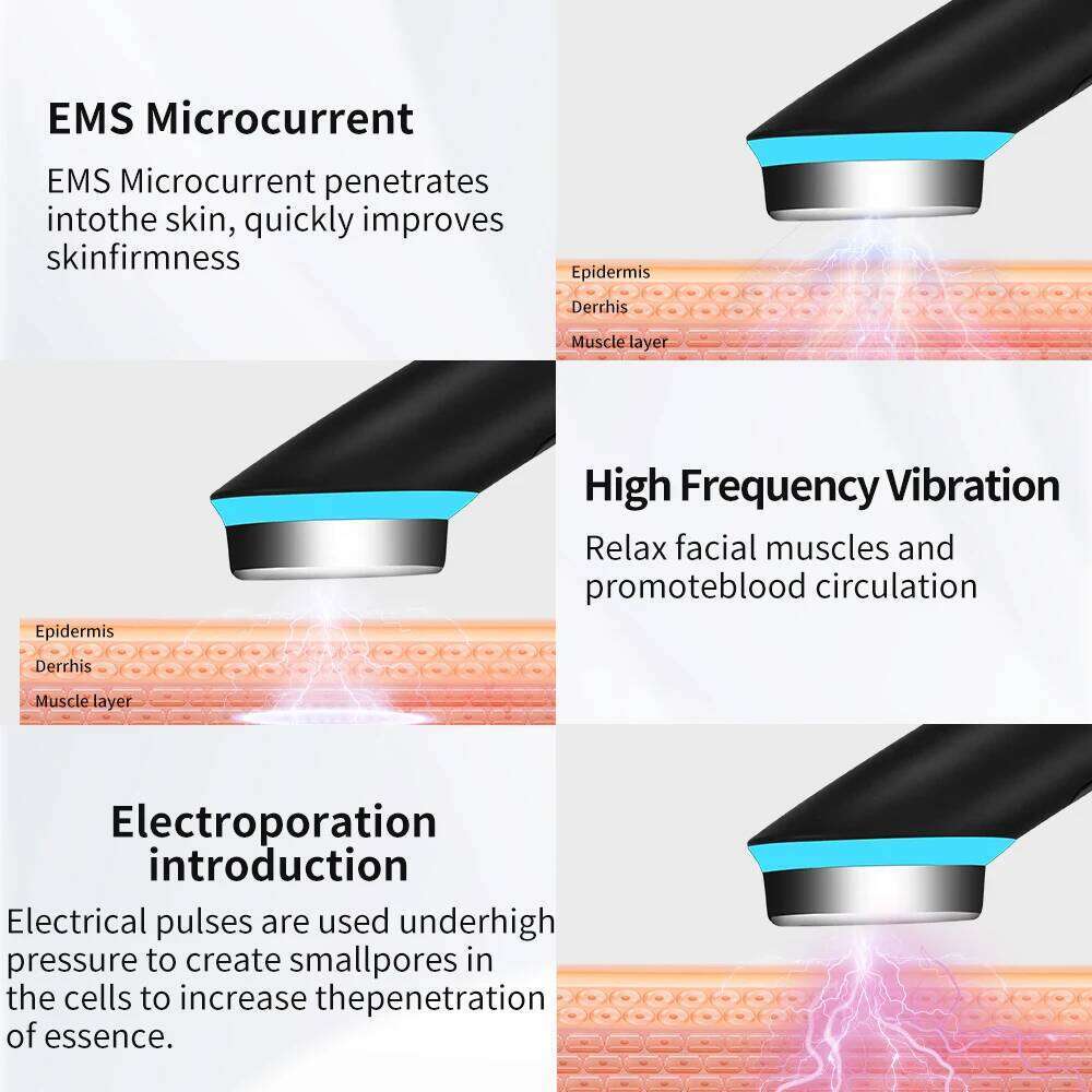 7In1 Age-R Booster EMS Microcurrent Facial Device Anti-Wrinkle Lift Massager Skin Tightening Beauty Tool Home Use Rejuvenation