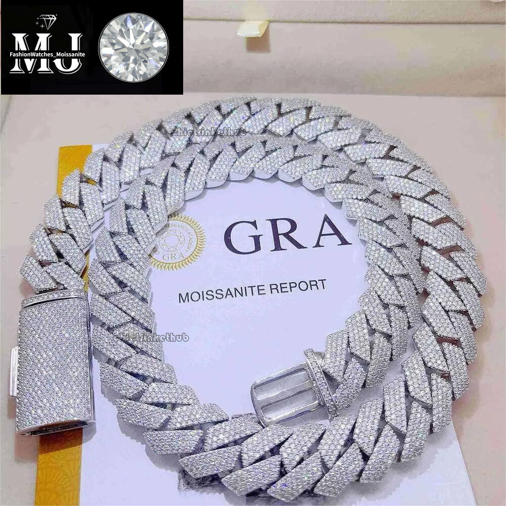 Moissanite necklace designer jewelry cuban link chain Iced Out Pass Dia Tester Sterling Sier Necklace Vvs Moissanite chains for men necklaces