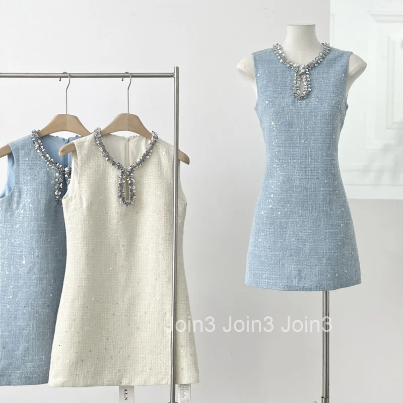 High Quality Luxury Small Fragrance Tweed Dresses For Women Sweet Short Summer Dress Party Vestidos Robes Roupas Feminina