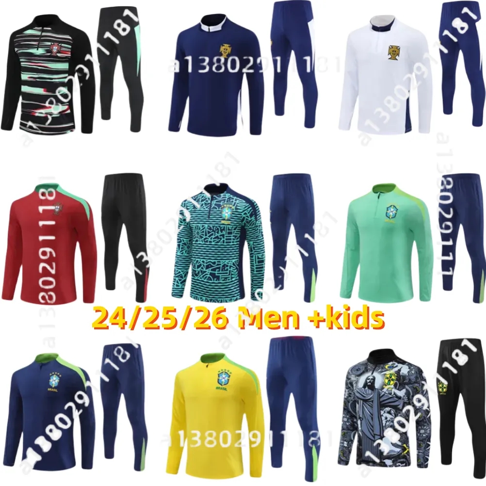 2025 2026 soccer tracksuit Portugal training suit Men and kids Brasil 24 25 26 brazilS football tracksuits jogging kits Survetement Foot chandal futbol tuta 6