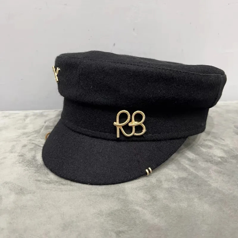 Style Women Earring Wool sboy Caps for Women Letter RB Militray Hat Navy Hats Flat Top Cap Casual Classics Visor Cap 250806
