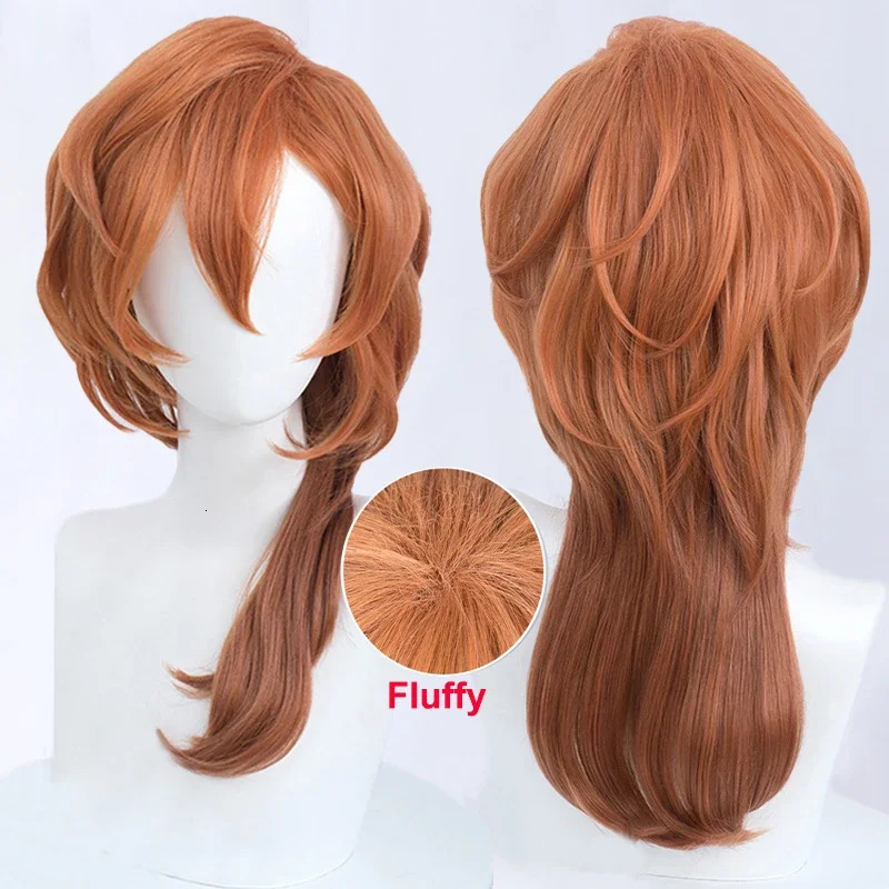 High Quality Anime Chuya Nakahara Chuuya Cosplay Wig 55cm Orange Gradient Cos Wigs Heat Resistant Hair Party Wigs Wig Cap 250805