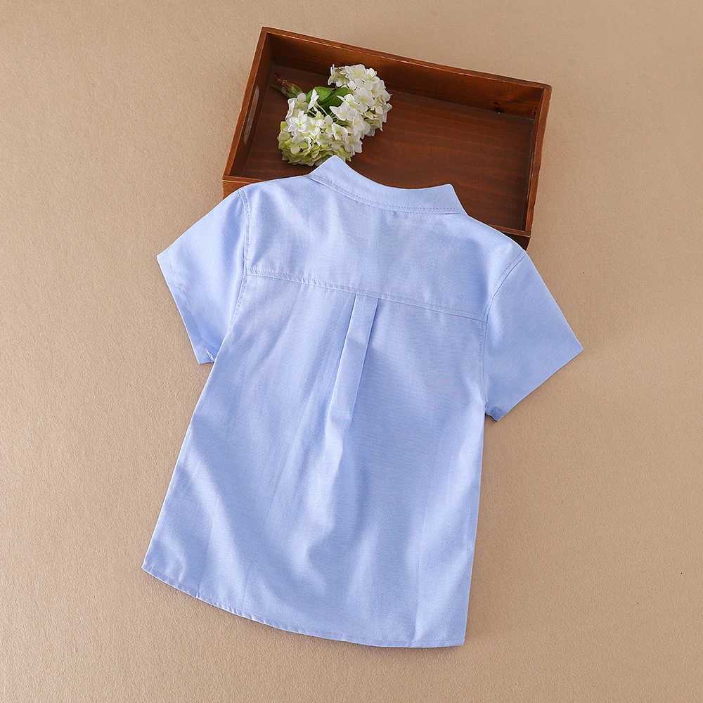 Boys Summer Shirt 2024 New Kids Cotton Clothes School Uniform Children Turn-down Collar Short Sleeve Clothing 5-12 Years X250806