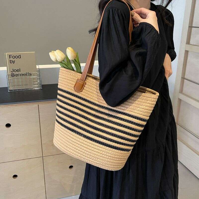 Women's Bags Straw women commuter shoulder tote new summer leisure large capacity woven portable bucket bag