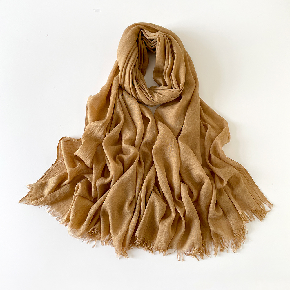 K1608 Summer all-match cotton and linen scarf wholesale shawl extra-long solid color gauze scarf sunscreen shawl simple neck scarf ladies
