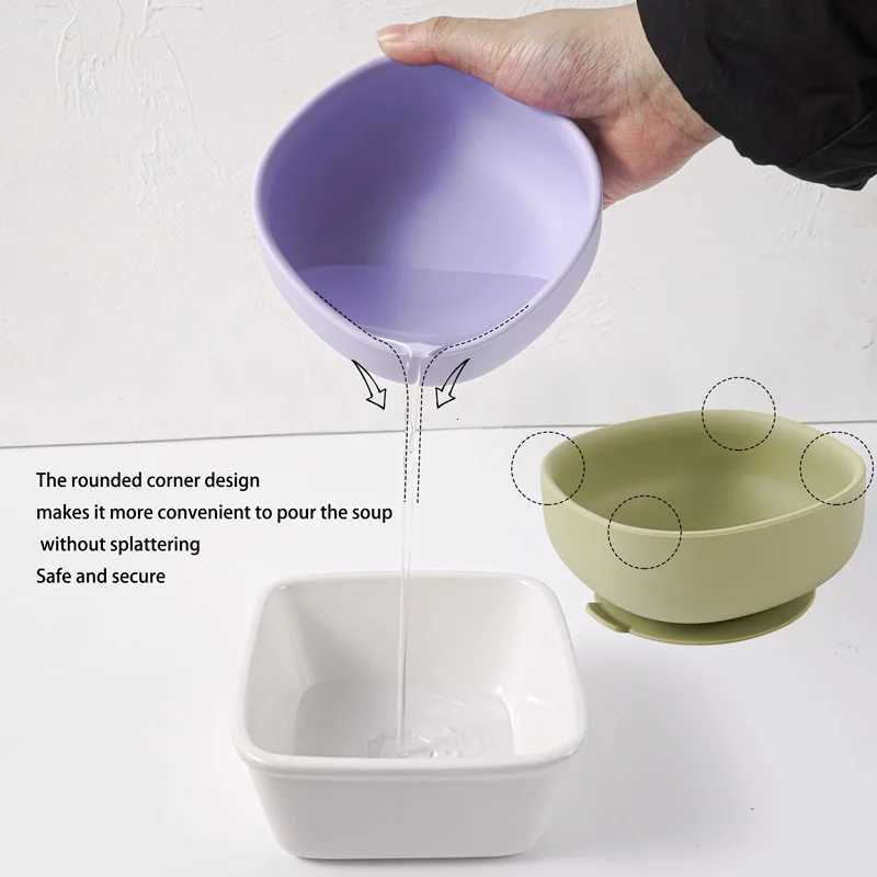 Food Grade Silicone Baby Feeding Plate Tableware Spoon Waterproof Suction Square Bowl Kids Non-slip Suction Childrens Products X250806