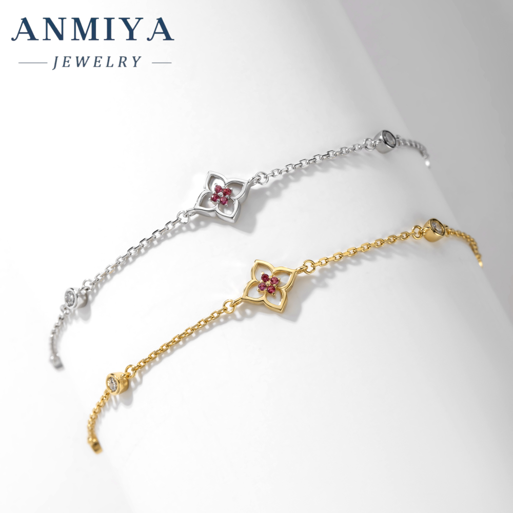 Simple Four Leaf Clover Pendant Four-petal Flower Bracelet 925 Silver Fashion Accessories Bracelet Women