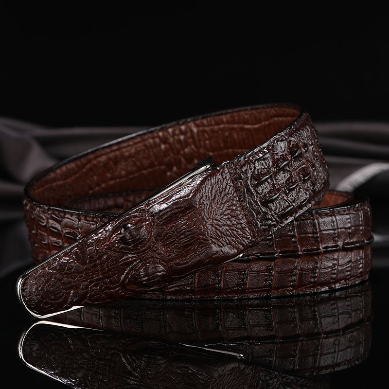 Leather Mens Belt Skin Belt Genuine Leather Alligator Strap Head Belt Real Cowhide 250102