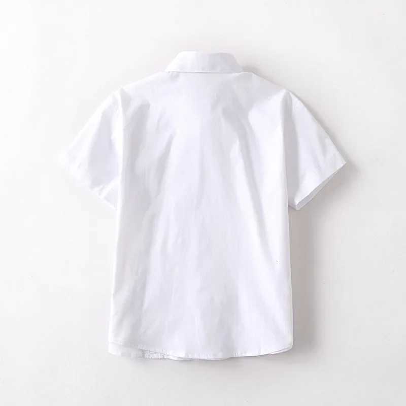 Fashion Teenage School Uniform White Blouse Girl Cotton Summer Short Sleeve Shirts Turn-down Collar Kids Clothes Girls 4 8 16 Years X250806