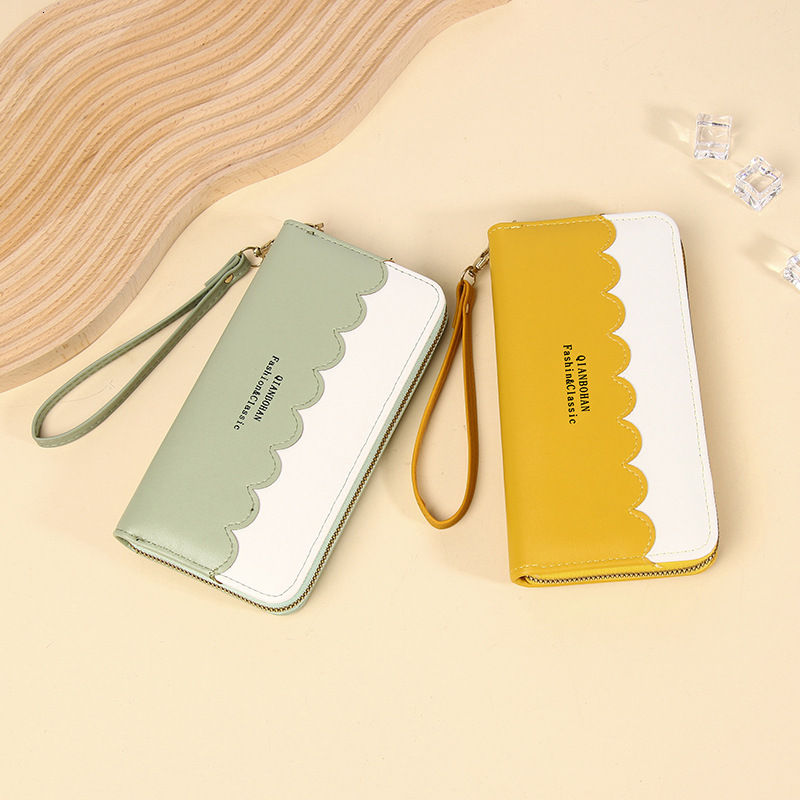 Korean Version New Women's Zipper Long Wallet Female Ins Japanese Trend Fresh Style Large Capacity Stitching Clutch