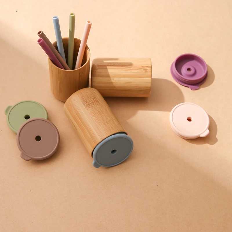 Custom Name Baby Bamboo Wooden Sippy Cup BPA-Free Silicone Sippy Feeding Water Bottle Baby Drinking Learning Cups Kids Supplies X250806