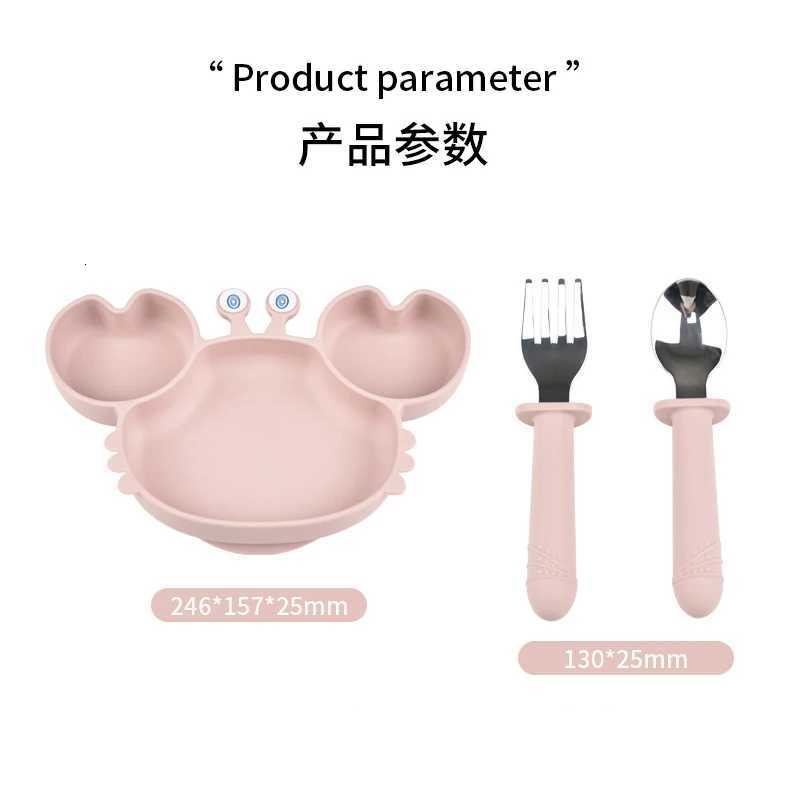 3PCS Childrens Tableware Set Baby Eating Food Training Silicone Tableware Set Baby Sucker Feeding Dishes Plate With Spoon Fork X250806