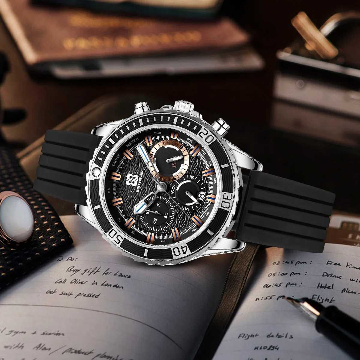 Stylish es 44mm Sports Quartz Sile Str Wrist Install Quartz ment Luxury 30M Diving Men Wrist W250806