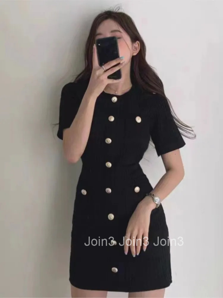 Elegant Korean Xiaoxiangfeng Slim Mini Dresses Women Fashion Temperament Solid Color Package Hip Bodycon Dress Spring Summer New