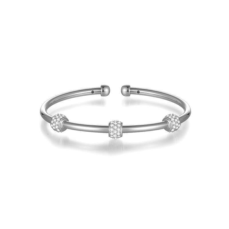 Trendy Iced Out VVS Round Ball Inlaid Dia Open Bracelet C-Type Personality Fashion Boutique Hand Jewelry ab
