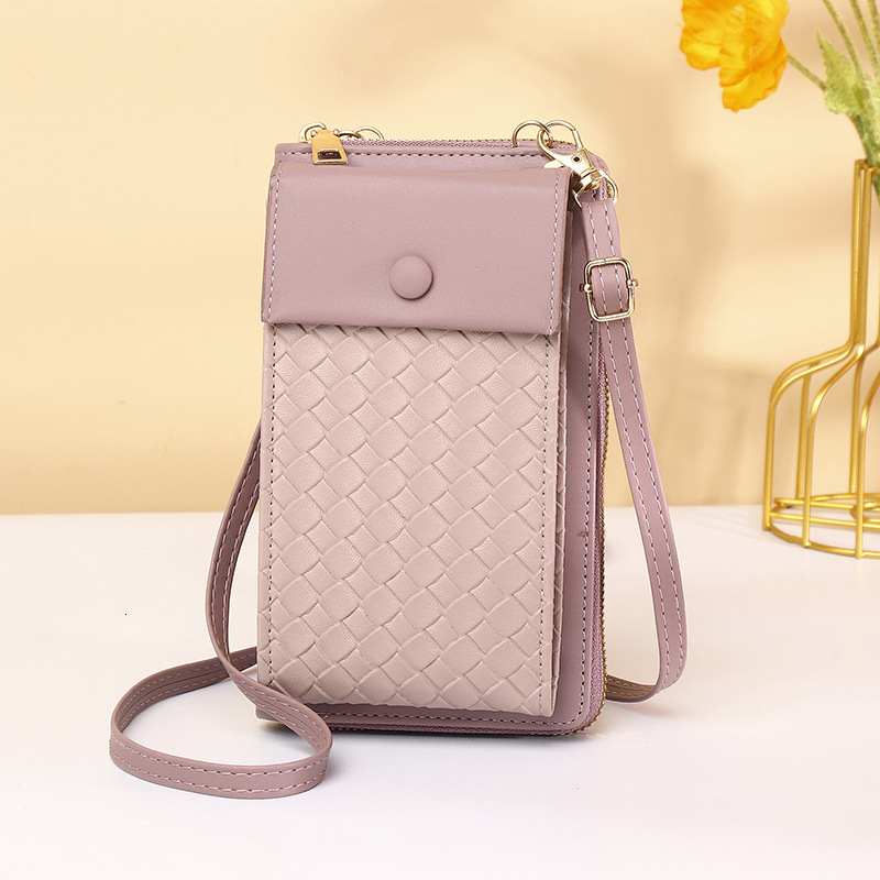 Niche Bags for Women New Wallet Woven Pattern Single Shoulder Crossbody Small Versatile Ins Style Phone Bag Portable