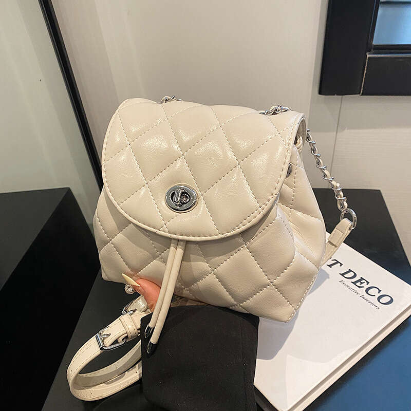 Quilted Mini Backpack with Drawstring Closure - Adjustable Straps, Stylish Buckle, Ideal for Women's Daily Outfits and Casual Gatherings