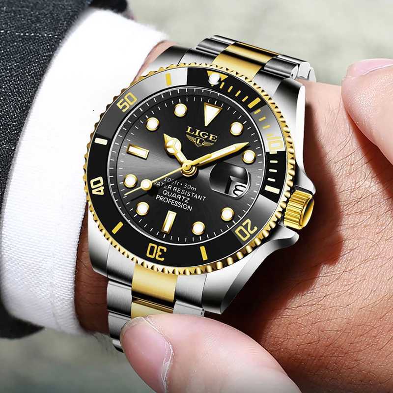 LIGE Top Brand Luxury Fashion Diver Men Waterproof Date Clock Sport es Mens Quartz Wrist Relogio Masculino W250806