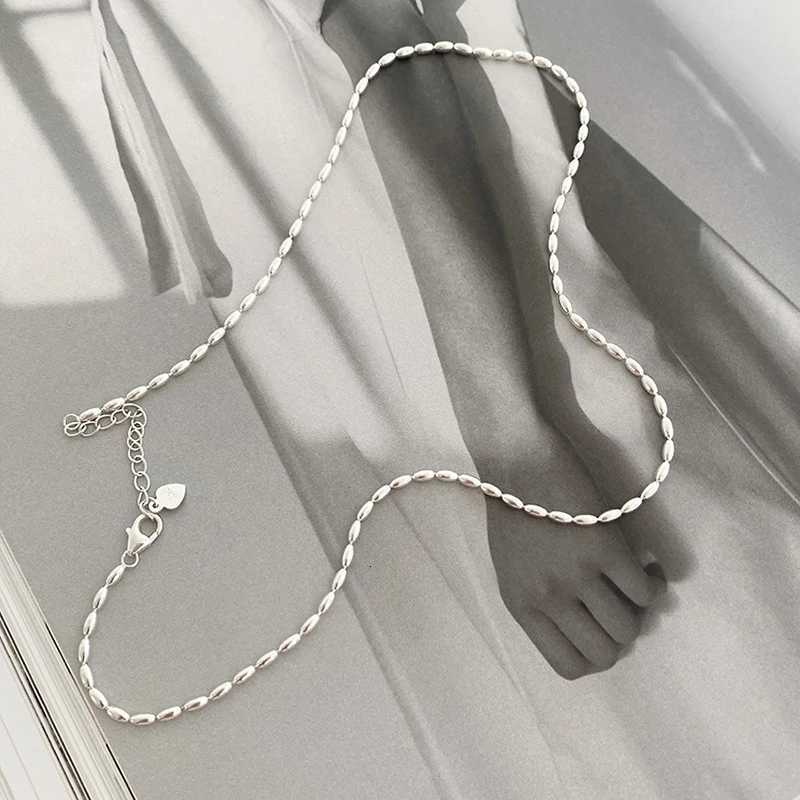 925 Sterling Silver Necklace With Simple Geometric Beads Choker Shiny And Delicate Collarbone Chain For Womens Fashion Jewelry Y250805